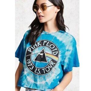 Pink Floyd 1973 U.S. Tour Tie Dye Cropped Graphic Tee Size Small